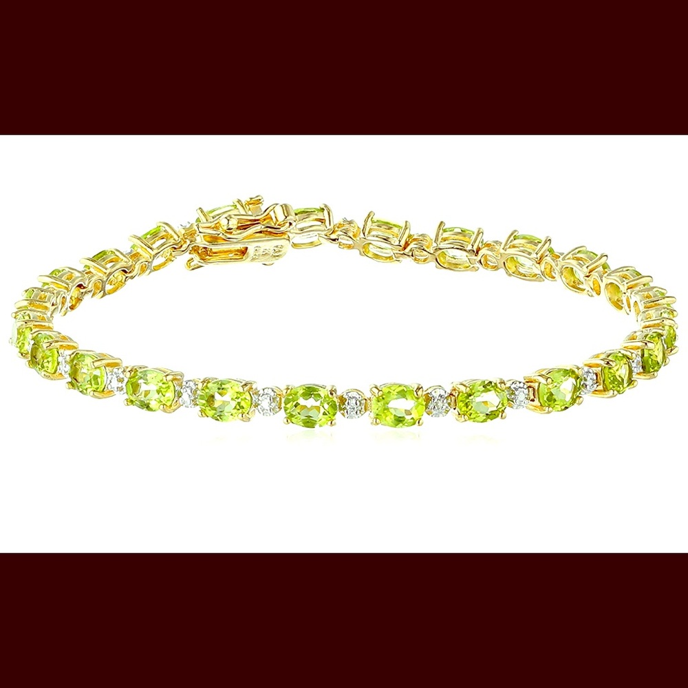 18k Yellow Gold-Plated Gemstone Tennis Bracelet